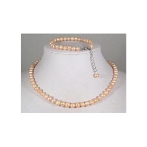 8-9mm CharmingSS Genuine Pink Pearl Necklace Bracelet and Gift