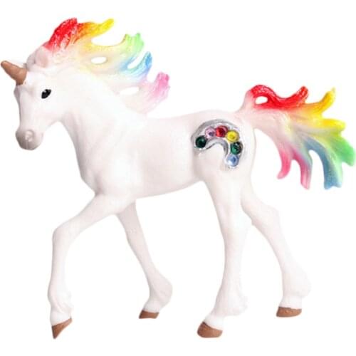 9cm Simulated Animal Model Mythical Unicorn Horse Figure with Rhinestone Kids