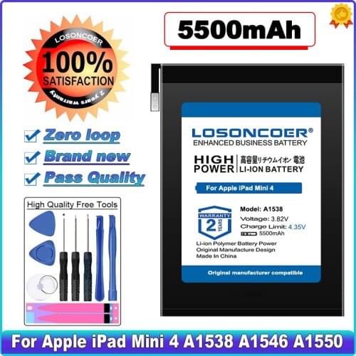 LOSONCOER 5500mAh High Capacity Battery For Apple iPad Mini 4 Mini4 A1538 A1546 A1550 Replacement Battery +Free Tools