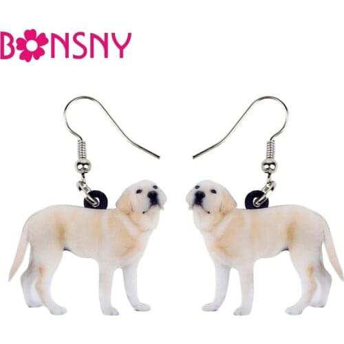 Bonsny Acrylic Standing Labrador Retriever Dog Earrings Dangle Drop Cute Animal Jewelry For Women Girls Pet Lovers Accessories