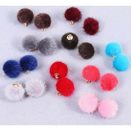 50pcs/lot 16mm Imitated mink fur Rounds Shape beads Fashion Charms Diy Jewelry Necklace/Bracelet/Earring Pendants