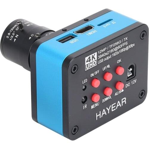 4K Digital Microscope with 2.8-12mm IRIS Focus Lens USB HDMI Microscope Camera for Phone Repair PCB Soldering