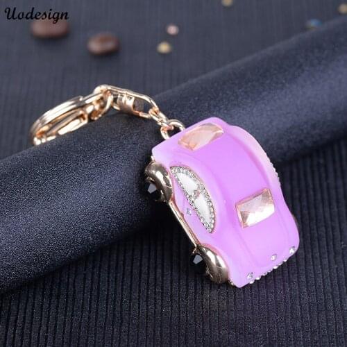 Colorful Metal Car Shape Key chain Light Keychain Lover Housekeeper Key Holder Christmas Charm pendant