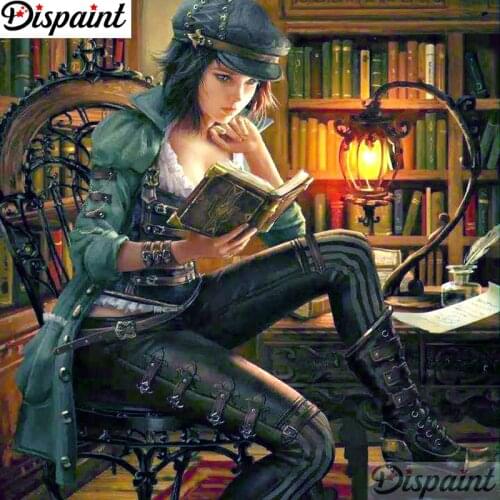 Dispaint Full Square/Round Drill 5D DIY Diamond Painting "Girl book" Embroidery Cross Stitch 3D Home Decor A12933