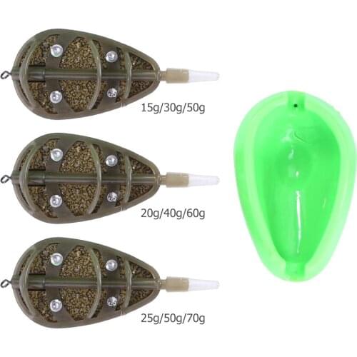 Bait Inline Method Feeder Mould Bait Thrower Carp Fishing Bait Basket Feeder Mould Set 15/20/25g 30/40/50g Feeder Mold Set