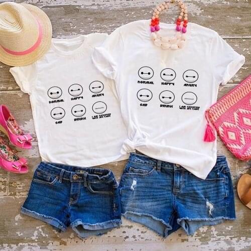 Disney Animation T-shirt Big Hero 6 Baymax T Shirt Women Clothes Mom and Daughter Equal Summer Top Tumblr Family Clothing Sets