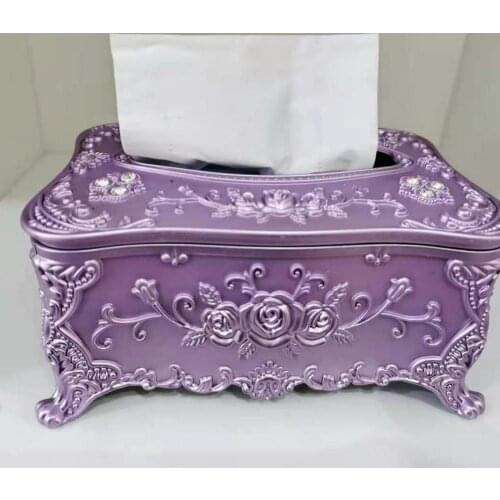 Tissue Box Large Capacity Stylish Plastic Rhinestone Bright-colored Tissue Case for Home Living Room Coffee Table Decoration