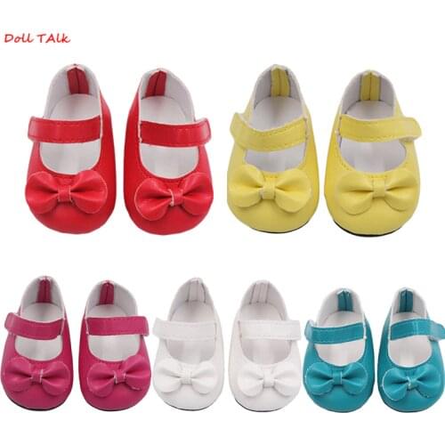 Doll Talk 5 Colors Bow-knot Doll Shoes New Arrival 18 Inches American Doll Shoes Kids Accessories For BJD Doll Velcro Shoes