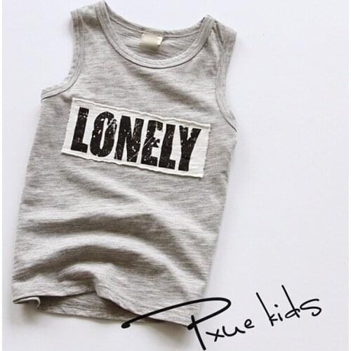 Summer style 2-7y Kids T shirts Patch letters Cotton Sleeveless Baby Boys Girls Tshirts Children Clothing kids fashion Design