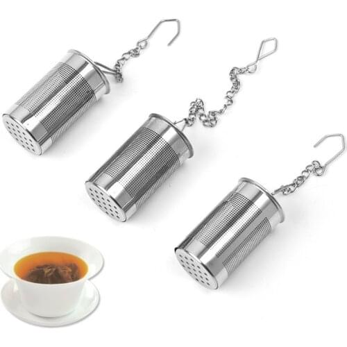 1Pcs Tea Filter Cylindrical Tea Infuser Multi Purpose for Household 304 Stainless Steel Silver Kitchen Tool