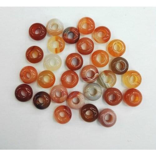 Wholesale 14*8mm Fashion natural red onyx stone round shape big hole beads For Bracelet Charms 50pcs/lot free shipping