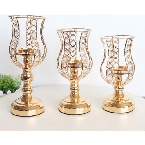 Crystals Candle Stand Gold Candle Holders Candelabra Centerpieces For Wedding Party Decoration Candlestick Ornaments