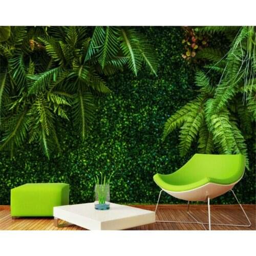 Beibehang Custom high quality fashion interior wallpaper tropical rain forest leaves green TV background wallpaper for walls 3 d