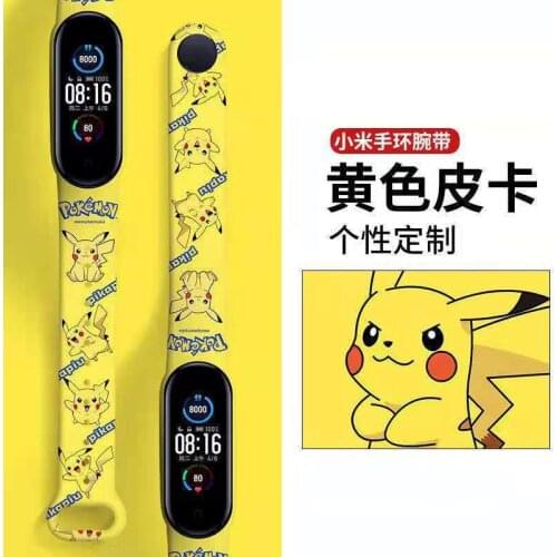 Pokemon Pikachu Strap for Xiaomi Mi Band 4 3 5 6 Creative Cartoon Anime Graffiti Style Silicone Printed Sports Bracelet Strap