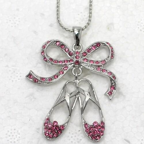 Rose Rhinestone Shoes Fashion Pendant Necklaces Chain Jewelry F047 J