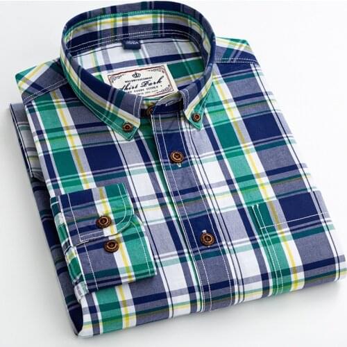 Plaid Shirt 100% Pure Cotton Button Up Shirt Mens Fashion Clothing Trends Slim Fit Shirt Men Shirts Longsleeve Shirt for Men