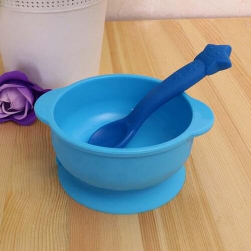 Baby Kids Silicone Sucker Bowl Feeding Dishes Slip-Resistant Tableware BPA Free With Spoon