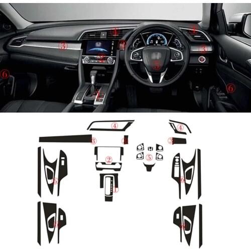Car-Styling 3D Carbon Fiber Car Interior Center Console Color Change Molding Sticker Decals For RHD Honda Civic 10th