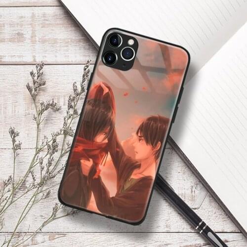 Eren Mikasa attack on titan Glass Soft Silicone Phone Case FOR IPhone SE 6s 7 8 Plus X XR XS 11 12 Mini Pro Max Cover Shell