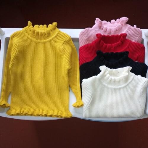 Sweater Girl Childrens Ruffle Pullover Warm Knitwear Baby Bottom Clothes 0-6Y Teen Boy Close Fitting Wearing