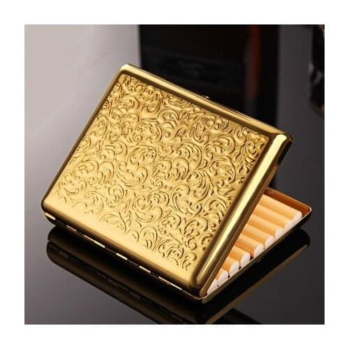 Hold 20pcs Slim Cigarette Delicate Vintage Pattern Men Ultra-Thin Cigarette Case Portable Tobacco Box Storage Gift for Men
