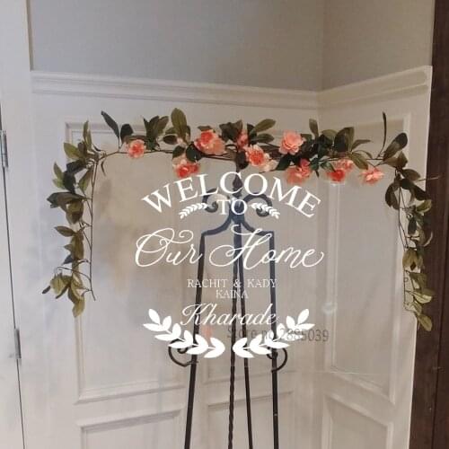 Party,Dance Wedding Welcome Sign Decal Welcome To Our Home Personalised Name Wall Stickers Wood Board Glass Signage Decals LC954