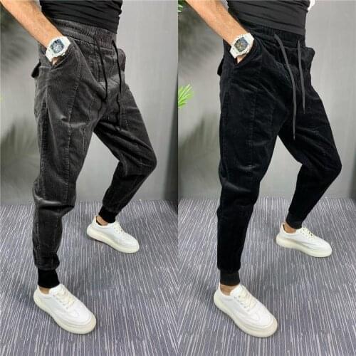 Autumn Corduroy Pants Mens Trousers Korean-Style Trendy Slim Fit Ankle Banded Jogger Pants Male Corduroy Casual Cross-pants