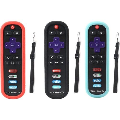 Vococal Silicon Protective Case Cover Remote Control Sleeve Protector Shell with Wrist Strap for TCL Roku TV Remote Control
