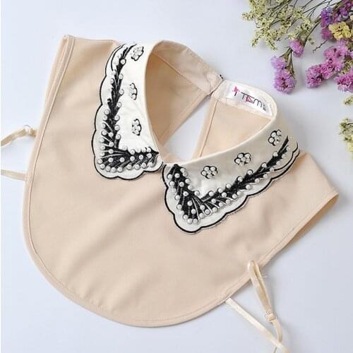 Beaded White Women Fake Collar 2020 Black False Collar Elegant Detachable Shirt Collars For Women Removable Half Shirt Faux Col