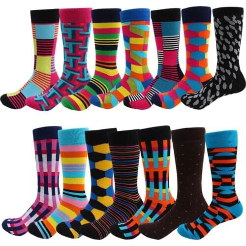 High Quality Bamboo Fiber Classic Pattern Long Tube Happy Men Novelty Casual Socks