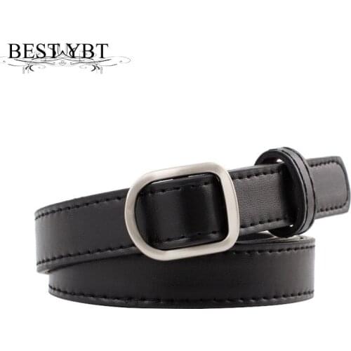 Best YBT Women belt new fashion Nonporous Alloy Ring buckle belt trend solid color Women casual simple decoration belt
