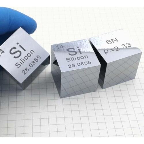 10mm Silicon Si Cubic Periodic Table Cube Si≥6N Pure Monocrystalline silicon Cubic Metal Gift Rare Metal silicon Element Block