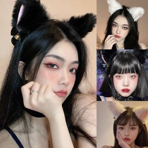 2 styles Lovely Masquerade Halloween Cat Ears Cosplay Cat Ear Anime Party Costume Bow Tie Bell Headwear Headband Anime