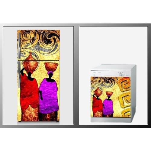 3D Fridge Sticker Traditional Africa Refrigerator Dishwasher Door Cover Kitchen Home Decoration Accessories 3d Wall Stickers