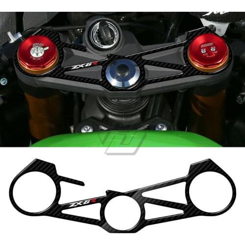 3D Carbon Fiber Triple Tree Yoke Cover Protector Tank Pad Case For Kawasaki ZX6R ZX-6R ZX 636 2012-2016