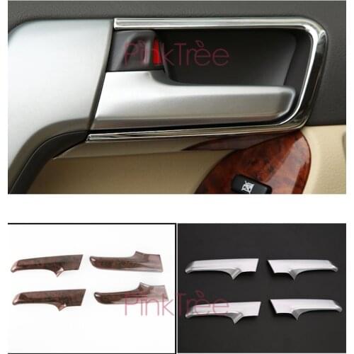 Accessory For Toyota Land Cruiser Prado 150 2010-2013 2014-2018 Interior Handle Holder Cover Matt Chrome / Wooden Color Styling