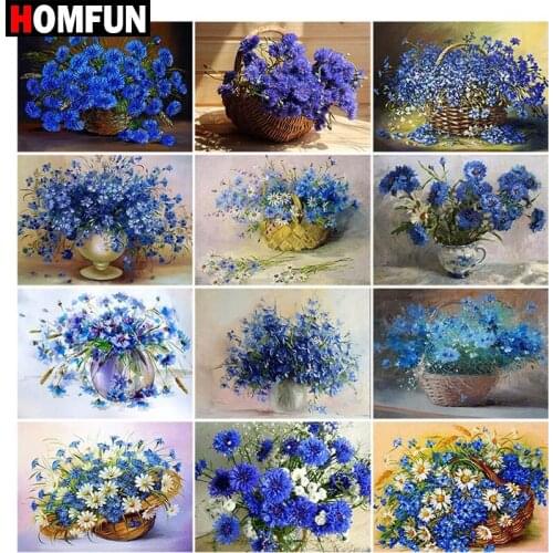 HOMFUN Full Square/Round Drill 5D DIY Diamond Painting "Blue bouquet landscape" Embroidery Cross Stitch 5D Home Decor Gift