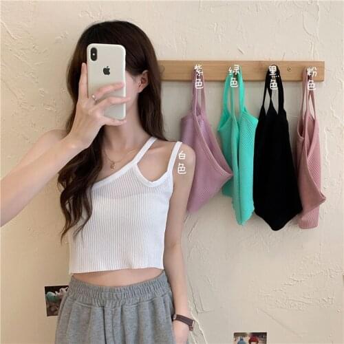 Black Cross-back Camisole Womens Summer New Korean Style Outer Wear and Inner Wear Thin and Thin Cropped Top