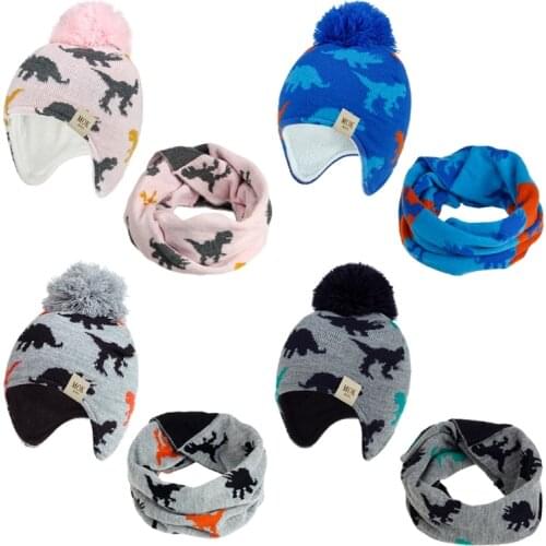 Children Hat Fleece Baby Winter Ear Protection Warm Hat Scarf Two Sets of Boys and Girls Scarf Fashion Beanies Cap