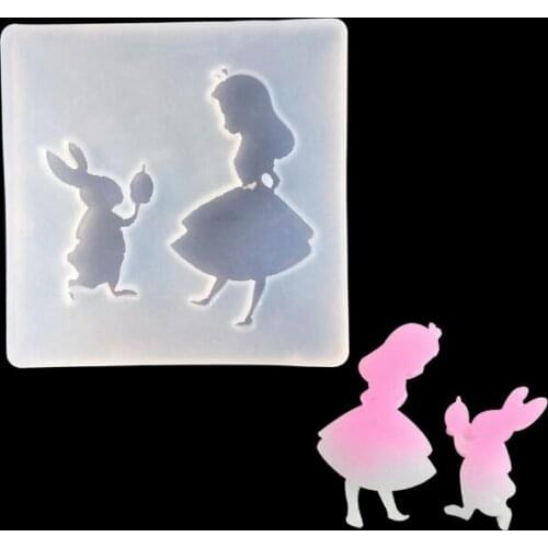 Girl and rabbit charms pendant Silicone Mold for jewelry pendant craft Resin Silicone Mould handmade tool epoxy resin molds