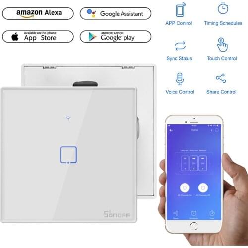 SONOFF T2 EU 1/2/3 Gang Wifi Wall Light Switch Panel Touch/Voice/APP Control Eweilink Smart Home Automation Alexa Google IFTTT