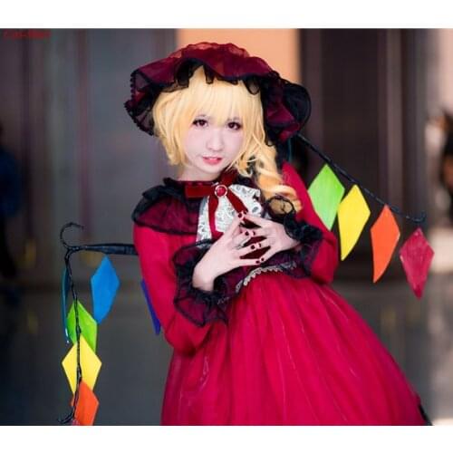 Hot Game Touhou Project Flandre Scarlet Cosplay Costume Gothic Lovely Red Dress Activity Party Role Play Clothing Custom-Make