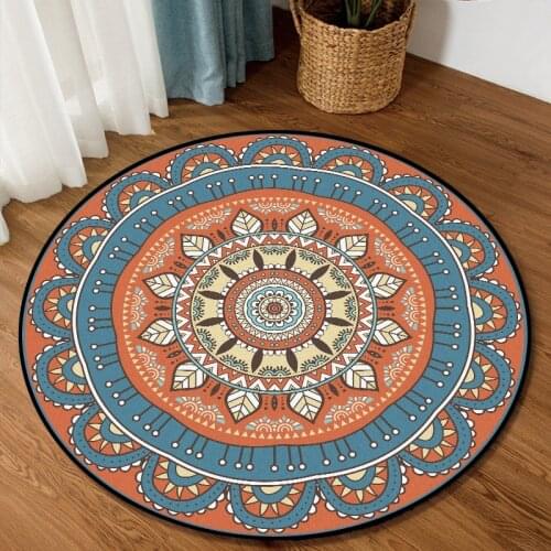 Nordic Style Bedroom Bedside Round Area Rugs Geometric Orange Blue Floral Carpet Balcony Hanging Basket Chair Non-Slip Floor Mat