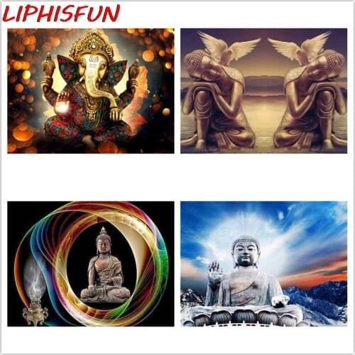 LIPHISFUN Full Drill Diamond Painting Buddha New Arrival Resin Rhinestone Diamond Embroidery Sale 5d Needlework Home Decoration