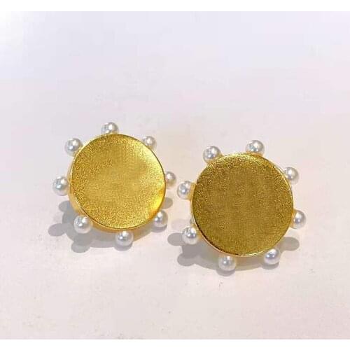 Hot Yellow Gold Color Fashion Jewelery Woman Pearls Earrings Party High Quality Chain Pearls Studing Jewelry
