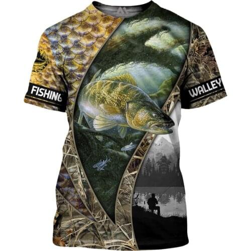 Mens Summer Short-Sleeved Shirt Fishing Enthusiast T-Shirt Luya Fishing 3d Print T Shirts