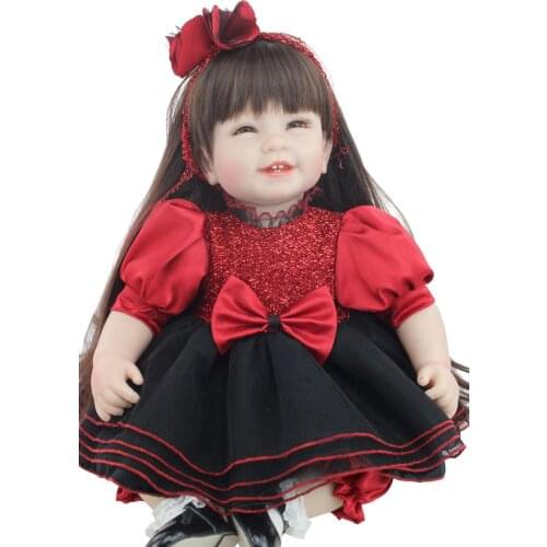 55 CM Soft Silicone Bebe Reborn Baby Doll Toy For Girl Vinyl Toddler baby Cloth Body Alive Dress Up Boneca Birthday Gift