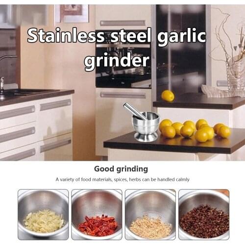 Stainless Steel Mortar Pestle Garlic Pounder Spice Mill Pharmacy Herbs Bowl Crusher Grinder Kitchen Tool