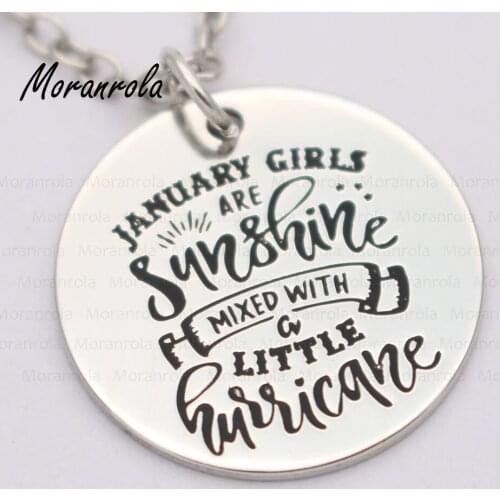 New arried"Jan Girls Are Sunshine Mixed With A Little Hurricane"Copper necklace Keychain,charm Birth Month Jewelry gift for her