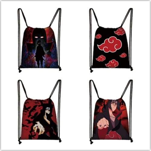 New Naruto Uchiha Sasuke Akatsuki Sharingan Cartoon Drawstring Bag Childrens Portable Backpack